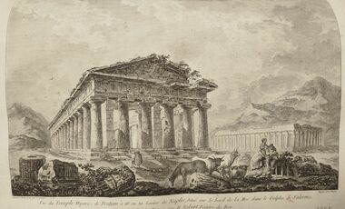 Vue du temple de Paestum dans le Voyage pittoresque ou description des royaumes de Naples et de Sicile (1781-1786)