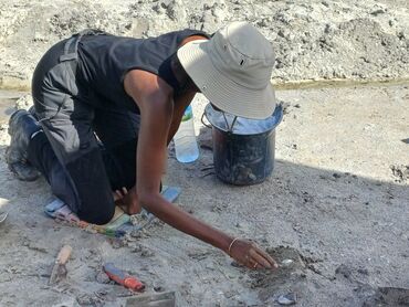 Site amérindien de la pointe Marin en cours de fouille